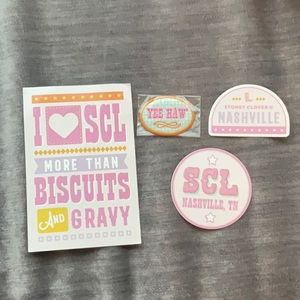 Nashville SCL bundle.  One patch, one post card and I think 2 stickers !